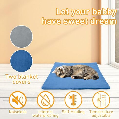 سرير قطط مُدفأ داخليًا من Glovv، وسادة تدفئة للقطط مع 6 وسائد تدفئة خارجية للقطط والكلاب الأليفة قابلة للتعديل، 2 عبوة قابلة للاستبدال، غطاء قابل للغسل، سرير كلب مسخن آليًا للحيوانات الأليفة، مقاس 45.72 سم × 45.72 سم in Kuwait