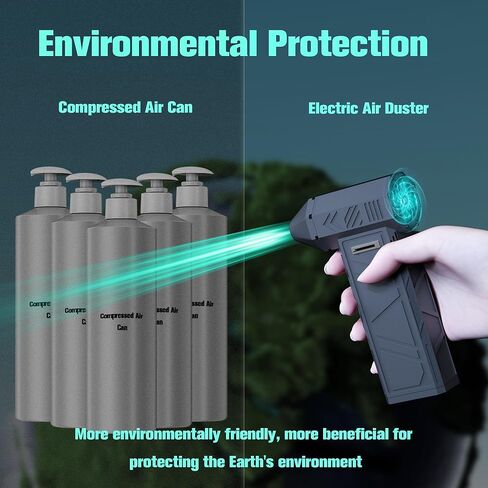 Compressed Air Duster, Electric Air Duster, 130000RPM Adjustable Wind Speed Air Duster Portable Rechargeable Jet Dry Blower Reusable No Canned for PC, Computer, Keyboards, Cars, Camp, Office, Outdoor in Kuwait