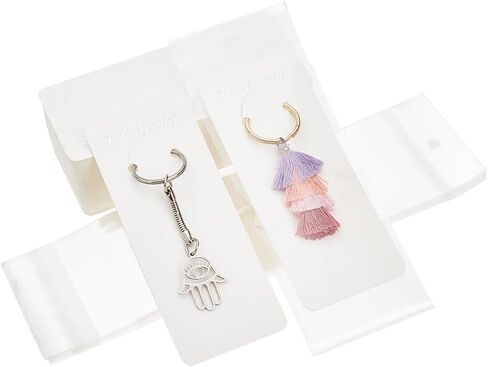 PH PandaHall 100 Sets Long Keychain Display Cards with Self-Sealing Bags, 4.7 x 2 Inch Paper Keyring Display Holder Keychain Cards Holder for Displaying Keyring Keychains Jewelry Packaging, Burlywood in Saudi Arabia