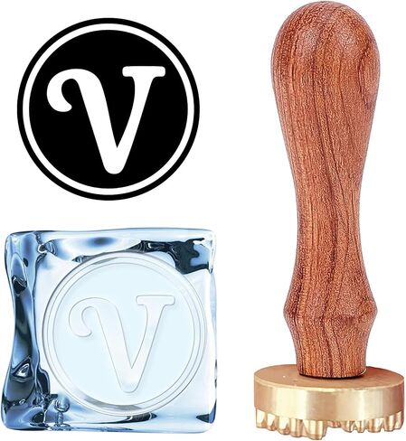 CRASPIRE الأحرف الأولى T Ice Stamp Letter Ice Cube Stamp 1.2 "مع استبدال رأس نحاسي قابل للإزالة مقبض خشبي ختم العلامة التجارية للثلج لحفلات الكوكتيل ومشروبات الويسكي Mojito وصناعة الزفاف بنفسك in Kuwait