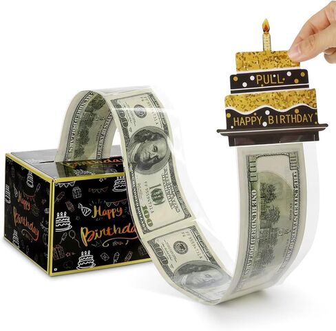 Birthday Money Box for Cash — Money Roll Gift Box with Pull Out Card, Money Gift Boxes for Cash Birthday with Transparent Bags, DIY Birthday Money Box for Parents, Lovers, Kids (Green) in Saudi Arabia