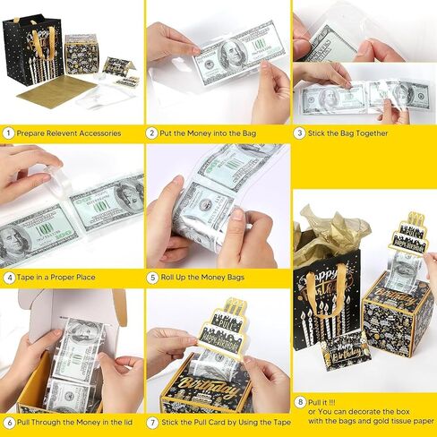 Birthday Money Box for Cash — Money Roll Gift Box with Pull Out Card, Money Gift Boxes for Cash Birthday with Transparent Bags, DIY Birthday Money Box for Parents, Lovers, Kids (Green) in Saudi Arabia