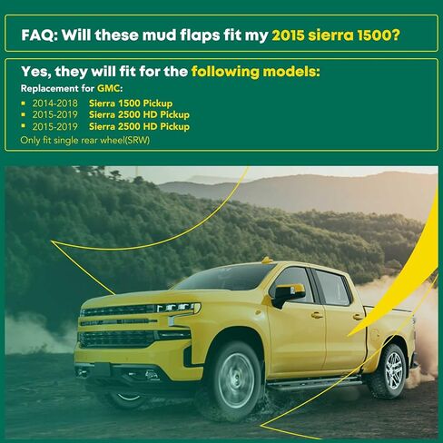 YHTAUTO Mud Flaps Splash Guards Fits GMC Sierra 1500 (Limited), Sierra 2500/3500 HD, with Single Rear Wheel Model, Mudguards Mudflaps Accessories for Trucks with Hardware Kit, Front & Rear 4Pcs Set in Saudi Arabia