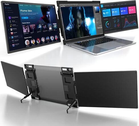 L LIMINK Triple Monitor for Laptop, 14" FHD 1200P Triple Laptop Screen Extender for 13.3-16" Laptops, Laptop Monitor Extender with HDMI & USB C and Plug-Play, for MacOS & Windows - Elite ET14 Pro in Kuwait