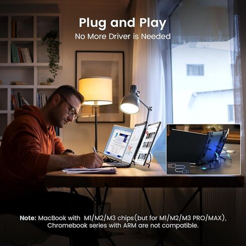 L LIMINK Triple Monitor for Laptop, 14" FHD 1200P Triple Laptop Screen Extender for 13.3-16" Laptops, Laptop Monitor Extender with HDMI & USB C and Plug-Play, for MacOS & Windows - Elite ET14 Pro in Kuwait