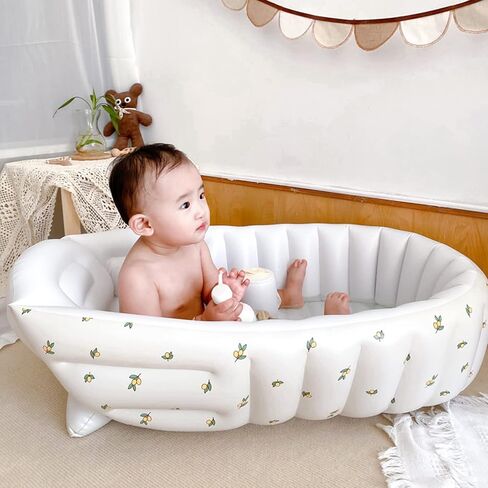 Longzhuo Inflatable Baby Bathtub,Inflatable Bathing Tub for Toddler,Home Cute Exquisite Pattern Travel Portable Infant Foldable Bath Tub Recommended Age 3 to12 Months Shower Basin in Saudi Arabia