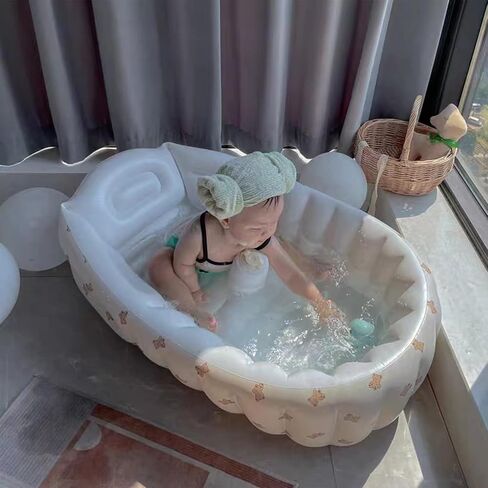 Longzhuo Inflatable Baby Bathtub,Inflatable Bathing Tub for Toddler,Home Cute Exquisite Pattern Travel Portable Infant Foldable Bath Tub Recommended Age 3 to12 Months Shower Basin in Saudi Arabia