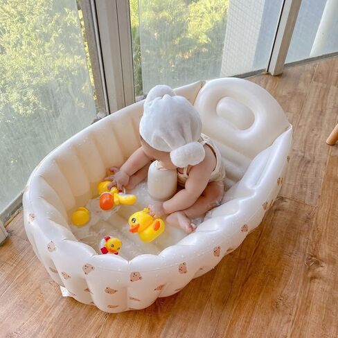 Longzhuo Inflatable Baby Bathtub,Inflatable Bathing Tub for Toddler,Home Cute Exquisite Pattern Travel Portable Infant Foldable Bath Tub Recommended Age 3 to12 Months Shower Basin in Saudi Arabia
