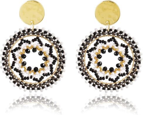 A Golden Cloud Colorful Beaded Earrings For Women Trendy Fashion Rainbow Cute Statement Dangling Christmas Earrings For Women 1.57 Inches in Kuwait