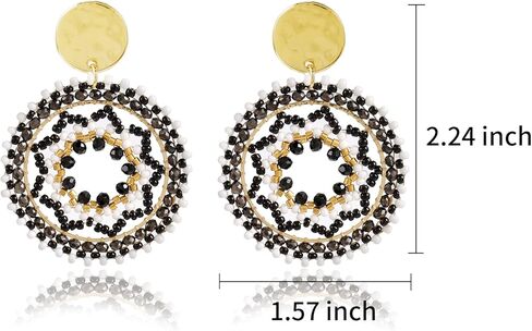 A Golden Cloud Colorful Beaded Earrings For Women Trendy Fashion Rainbow Cute Statement Dangling Christmas Earrings For Women 1.57 Inches in Kuwait