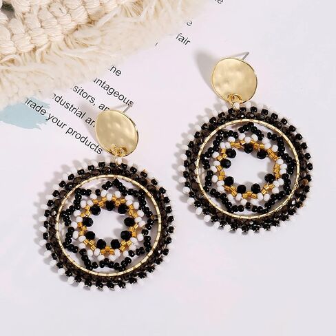 A Golden Cloud Colorful Beaded Earrings For Women Trendy Fashion Rainbow Cute Statement Dangling Christmas Earrings For Women 1.57 Inches in Kuwait