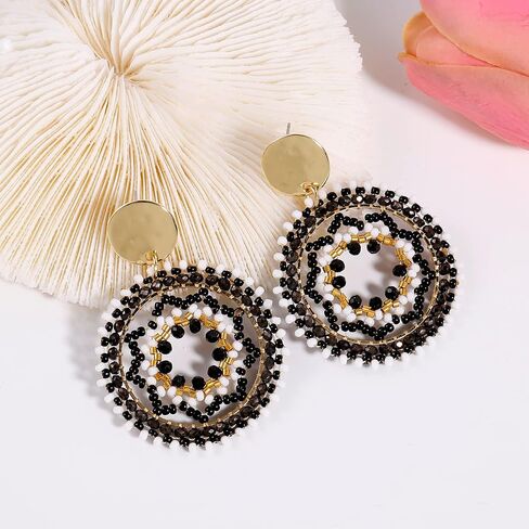 A Golden Cloud Colorful Beaded Earrings For Women Trendy Fashion Rainbow Cute Statement Dangling Christmas Earrings For Women 1.57 Inches in Kuwait