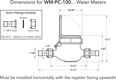 عداد مياه مقاس 1 بوصة: بلاستيك، معتمد من NSF، متعدد النفاثات، قدم مكعب (تركيب أفقي) in Kuwait