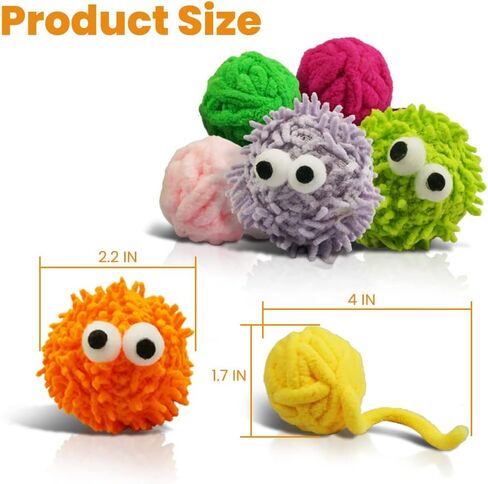 ألعاب كرة القطط من YFDB، كرات قطيفة بألوان متنوعة مع أجراس مدمجة (مجموعة من 7) شكلين وسبعة ألوان، ألعاب القطط للقطط الداخلية وكرات القطط للقطط الصغيرة للمضغ in Kuwait