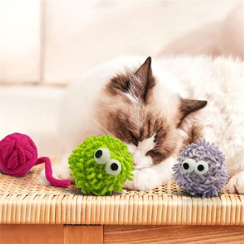 ألعاب كرة القطط من YFDB، كرات قطيفة بألوان متنوعة مع أجراس مدمجة (مجموعة من 7) شكلين وسبعة ألوان، ألعاب القطط للقطط الداخلية وكرات القطط للقطط الصغيرة للمضغ in Kuwait
