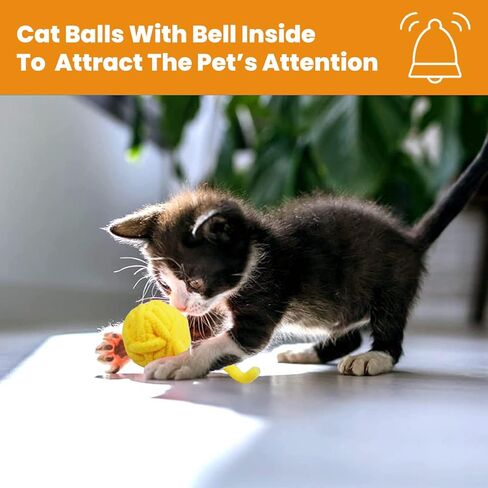 ألعاب كرة القطط من YFDB، كرات قطيفة بألوان متنوعة مع أجراس مدمجة (مجموعة من 7) شكلين وسبعة ألوان، ألعاب القطط للقطط الداخلية وكرات القطط للقطط الصغيرة للمضغ in Kuwait