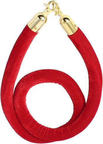 NovelBee 2 Pack of 6.6 Feet Velvet Rope with Stainless Steel Hooks,Crowd Control Stanchion Post Queue Line Barrier (Gold Hook, Red) in Saudi Arabia