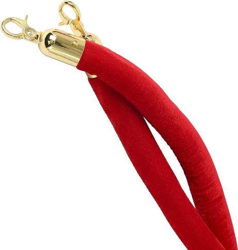 NovelBee 2 Pack of 6.6 Feet Velvet Rope with Stainless Steel Hooks,Crowd Control Stanchion Post Queue Line Barrier (Gold Hook, Red) in Saudi Arabia
