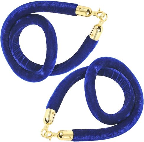 NovelBee 4pcs Blue Velvet Stanchion Ropes with Gold Hooks,6.6 Feet Stanchion Queue Barrier Ropes,Crowd Control Velvet Rope Safety Barriers for Party Decorations in Saudi Arabia
