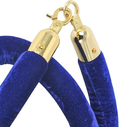 NovelBee 4pcs Blue Velvet Stanchion Ropes with Gold Hooks,6.6 Feet Stanchion Queue Barrier Ropes,Crowd Control Velvet Rope Safety Barriers for Party Decorations in Saudi Arabia