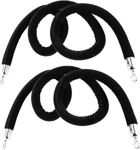 NovelBee 2 Pack of 6.6 Feet Velvet Rope with Stainless Steel Hooks,Crowd Control Stanchion Post Queue Line Barrier (Silver Hook, Black) in Saudi Arabia