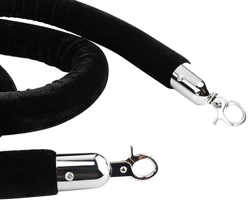 NovelBee 2 Pack of 6.6 Feet Velvet Rope with Stainless Steel Hooks,Crowd Control Stanchion Post Queue Line Barrier (Silver Hook, Black) in Saudi Arabia