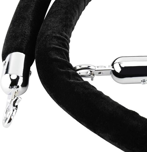 NovelBee 2 Pack of 6.6 Feet Velvet Rope with Stainless Steel Hooks,Crowd Control Stanchion Post Queue Line Barrier (Silver Hook, Black) in Saudi Arabia