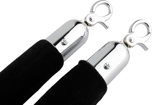 NovelBee 2 Pack of 6.6 Feet Velvet Rope with Stainless Steel Hooks,Crowd Control Stanchion Post Queue Line Barrier (Silver Hook, Black) in Saudi Arabia