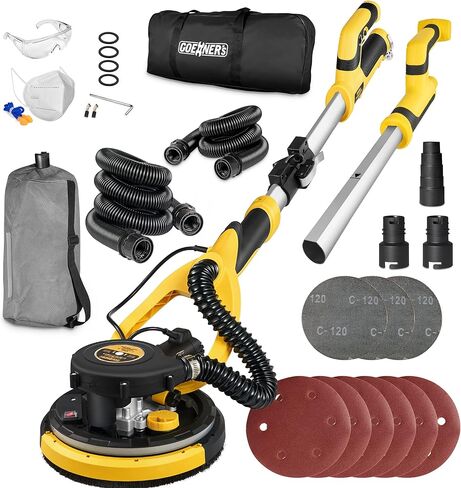 Drywall Sander, 6.5-amp Powerful Electric Drywall Sander with Vacuum, Auto Dust Removal, 7 Variable Speed, 900-1800RPM, Dustless Floor Sander with 26’ Power Cord for Popcorn Ceiling, Wood Floor etc in Saudi Arabia