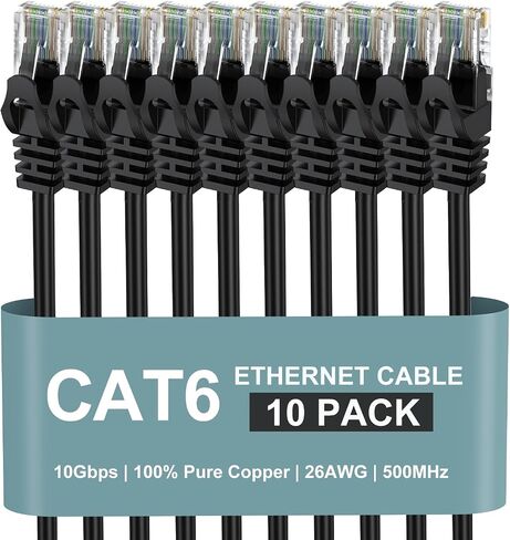 ApoJodly Cat6 Ethernet Cable 1FT 2-Pack, Short Patch Cable 1 Foot Cord (Cat 6 Cable, Internet RJ45 Cable, Network Cable) 10Gbps for Gaming, Patch Panel, Cable Management, Router, Modem in Saudi Arabia