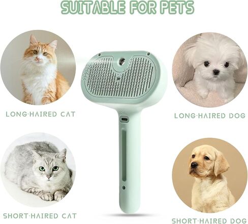 Spray Cat Brush for Shedding - Remove Static Flying Hair - Suitable for Long and Short Hair Dogs and Cats - 2 in1 Cat Steamy Brush- Cat Grooming Brush with Steam and Cleanser (Green) in Saudi Arabia