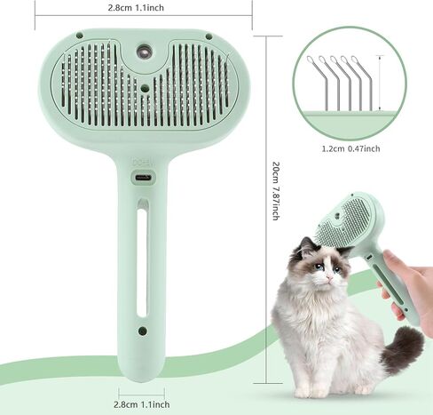 Spray Cat Brush for Shedding - Remove Static Flying Hair - Suitable for Long and Short Hair Dogs and Cats - 2 in1 Cat Steamy Brush- Cat Grooming Brush with Steam and Cleanser (Green) in Saudi Arabia