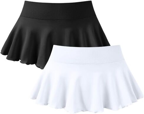 OQQ Women 2 Piece Mini Skirts 2 in 1 Flowy Sexy Basic Stretchy Flared Casual Skirts in Saudi Arabia