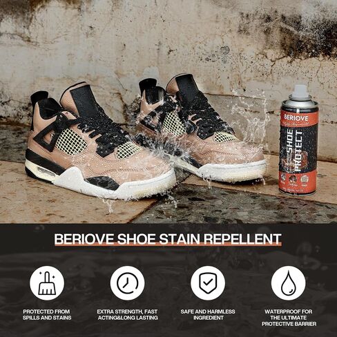 BERIOVE Protect Shoe Protector Spray - Rain & Stain Water Repellent -Suede Protector Spray Waterproof Spray - Waterproofing Spray for Sneaker Leather Nubuck Suede Hats 6.76 OZ in Saudi Arabia