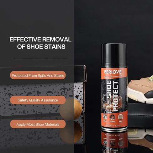 BERIOVE Protect Shoe Protector Spray - Rain & Stain Water Repellent -Suede Protector Spray Waterproof Spray - Waterproofing Spray for Sneaker Leather Nubuck Suede Hats 6.76 OZ in Saudi Arabia