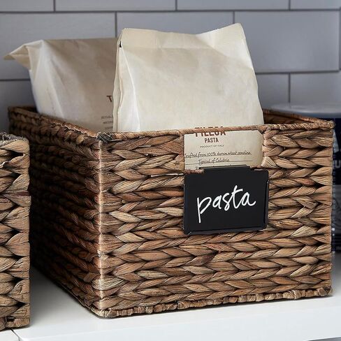 Metal Pantry Baskets Labels Clip On for Storage Bins with White Chalk Markers (8 Black Holders + 2 White Chalk Maker) in Saudi Arabia