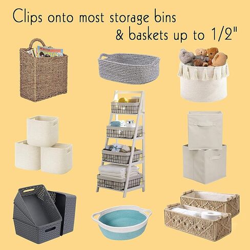 Metal Pantry Baskets Labels Clip On for Storage Bins with White Chalk Markers (8 Black Holders + 2 White Chalk Maker) in Saudi Arabia