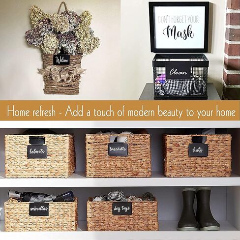 Metal Pantry Baskets Labels Clip On for Storage Bins with White Chalk Markers (8 Black Holders + 2 White Chalk Maker) in Saudi Arabia