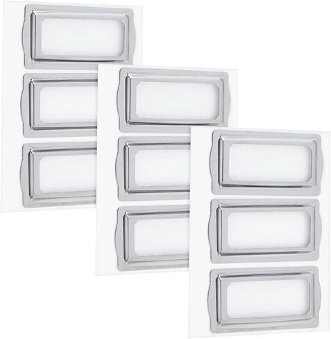 Bright Creations 9 Pack Small Self Adhesive Metal Bookplates for Books, Drawers, Horizontal Label Holder for Drawer, File Cabinet, Shelves, Classroom, Library, Office (2 x 1 Inches) in Saudi Arabia