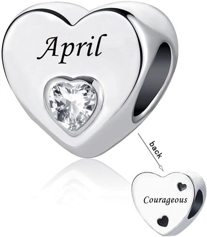 DWJSu January-December 12 Months Colors Birthstone Crystal Happy Birthday Heart Charms For Charm Bracelets Necklace in Kuwait