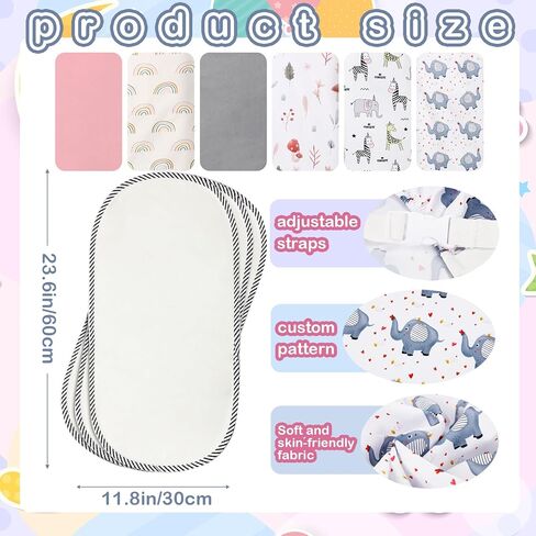 6 قطع من غطاء وسادة تغيير الحفاضات من كينلوب و6 قطع من بطانات وسائد تغيير الحفاضات للأطفال البنات والأولاد، وأغطية وسائد تغيير الطاولة وبطانات غطاء طاولة تغيير الحفاضات بألوان قوس قزح بوهو وودلاند الحيوانية in Kuwait