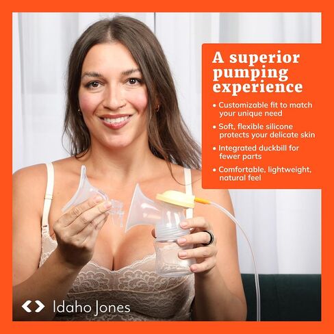 Silicone Breast Pump Flange - Ultra-Comfort 17mm Flanges with Integrated Duckbill Valve for Efficient Milk Flow - 2 Flanges - 360 Fit Flange by Idaho Jones in Saudi Arabia