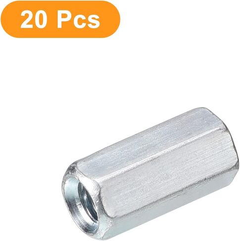 uxcell 20pcs M5x8x25mm Coupling Nuts - Galvanized Carbon Steel Hex Threaded Rod Coupler for Furniture, Electronic, Industrial in Saudi Arabia