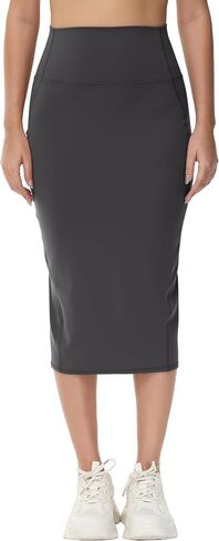 BEGOING Women's Knee Length Skirt 2024 Summer Tummy Control Golf Skirts Athletic Midi Pencil Skirts with Pockets in Saudi Arabia