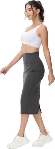 BEGOING Women's Knee Length Skirt 2024 Summer Tummy Control Golf Skirts Athletic Midi Pencil Skirts with Pockets in Saudi Arabia