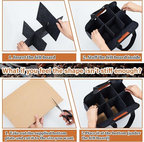 Layhit 2 قطعة 6 أكواب حامل مشروبات محمول قابل للطي لقوارب السيارات حاملات أكواب معزولة قابلة لإعادة الاستخدام مع مقبض سفلي من الورق المقوى، حقيبة حمل للمشروبات الساخنة والباردة لنقل مشروبات القهوة in Kuwait