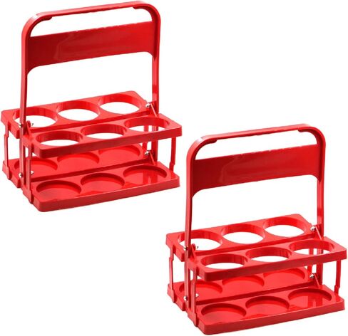LONG TAO 2 قطعة حامل مشروبات بلاستيكي قابل للطي وقابل لإعادة الاستخدام وحامل زجاجات المشروبات وصينية حامل أكواب مع مقبض لتقديم الطعام والمطاعم والحفلات وتنظيم المطبخ (أحمر) in Kuwait