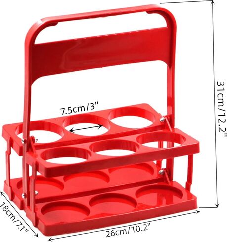 LONG TAO 2 قطعة حامل مشروبات بلاستيكي قابل للطي وقابل لإعادة الاستخدام وحامل زجاجات المشروبات وصينية حامل أكواب مع مقبض لتقديم الطعام والمطاعم والحفلات وتنظيم المطبخ (أحمر) in Kuwait