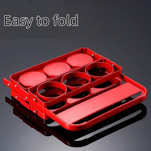 LONG TAO 2 قطعة حامل مشروبات بلاستيكي قابل للطي وقابل لإعادة الاستخدام وحامل زجاجات المشروبات وصينية حامل أكواب مع مقبض لتقديم الطعام والمطاعم والحفلات وتنظيم المطبخ (أحمر) in Kuwait