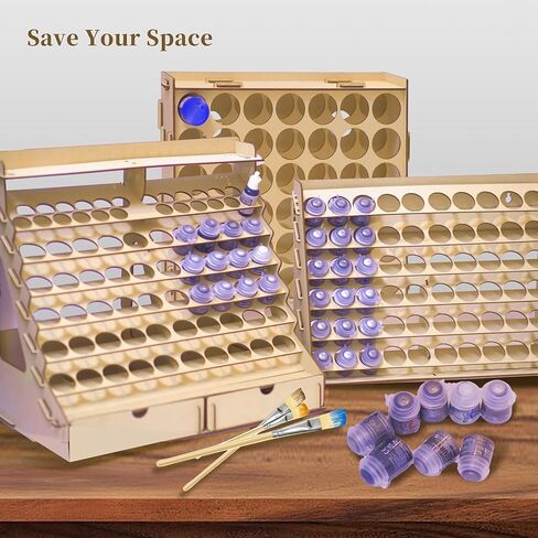 Craft Paint Storage-Paint Rack for Citadel Paint - 2Oz Paint Organizer with 60 Holes - Wall-Mounted Acrylic Paint Storage Rack in Saudi Arabia